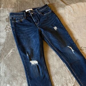 Dark Blue Distressed Skinny Jeans